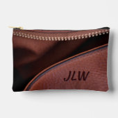 イニシャル付き茶色の解凍レザースタイリッシュ アクセサリーポーチ (正面)