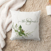 イニシャル入りのグリーン ピロー (ブランケット)