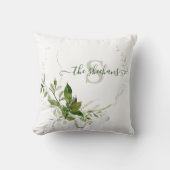 イニシャル入りのグリーン ピロー (正面)