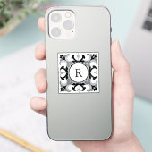 イニシャル入りのスペイン風ブラック＆ホワイト シール (スマートフォン)