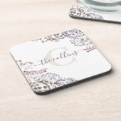 イニシャル入りのドライフラワーハードプラスティックコースター コースター (左側)