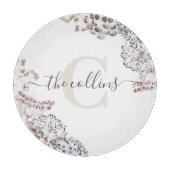 イニシャル入りのドライフラワー カッティングボード (正面)