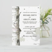 イニシャル入りの木のハート ウェディング招待状 招待状 (スタンド正面)