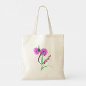 イニシャル入りの水彩紫の花 トートバッグ (裏面)