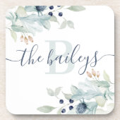 イニシャル入りの花柄ハードプラスティックコースター コースター (正面)