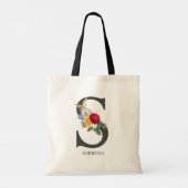 イニシャル入りアルファベットSの花束 トートバッグ (裏面)