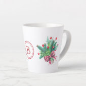 イニシャル入りウォーターカラーベリー&グリーン12oz カフェラテマグ (右アングル)