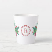 イニシャル入りウォーターカラーベリー&グリーン12oz カフェラテマグ (正面)