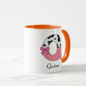 イニシャル入りカスタムネームマグ Pink Cow Letter Q マグカップ (正面右)