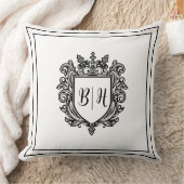 イニシャル入りカップルクレスト ホワイトスロー枕 クッション (ブランケット)