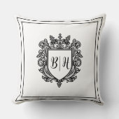 イニシャル入りカップルクレスト ホワイトスロー枕 クッション (正面)