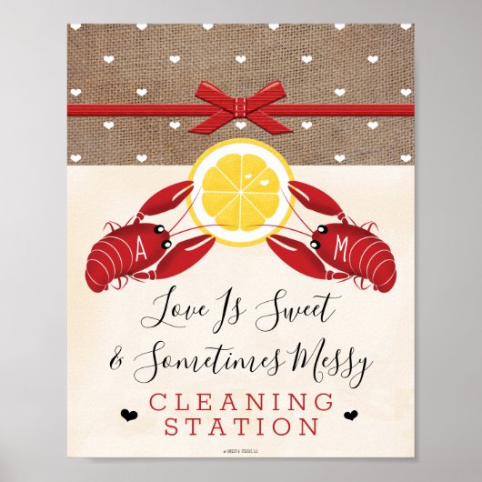 イニシャル入りカニ料理クリーニングステーション看板 ポスター (正面)