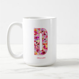 イニシャル入りギフト フラワーレター D モノグラム コーヒーマグカップ