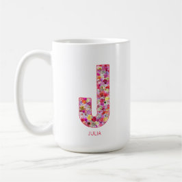 イニシャル入りギフト フラワーレター J モノグラム コーヒーマグカップ