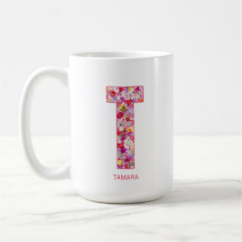 イニシャル入りギフト フラワーレター R モノグラム コーヒーマグカップ