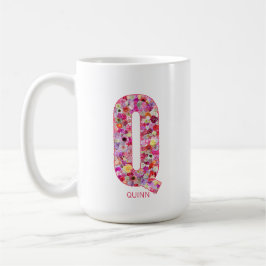 イニシャル入りギフト | 花のモノグラム Q コーヒーマグカップ