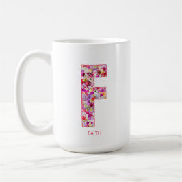 イニシャル入りギフト | 花のモノグラムF文字デザイン コーヒーマグカップ