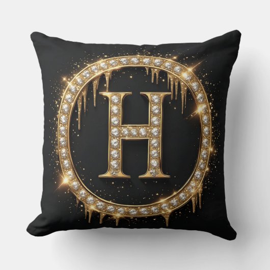 イニシャル入りギフト Letter H モノグラム クッション (正面)