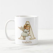 イニシャル入りクリスマスエンジェルA コーヒーマグカップ (左)