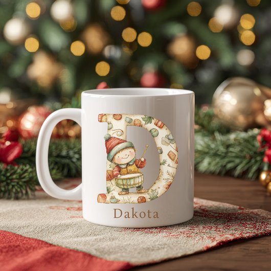 イニシャル入りクリスマスモノグラムD コーヒーマグカップ