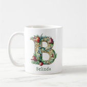 イニシャル入りクリスマス B モノグラム コーヒーマグカップ (左)