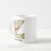 イニシャル入りサンタのクリスマス Z モノグラム コーヒーマグカップ (正面左)