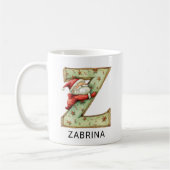 イニシャル入りサンタのクリスマス Z モノグラム コーヒーマグカップ (左)
