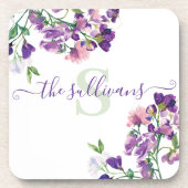 イニシャル入りスイートピー ハード プラスチック コースター (正面)