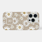 イニシャル入りデイジー模様 ベージュ iPhoneケース (裏面横)