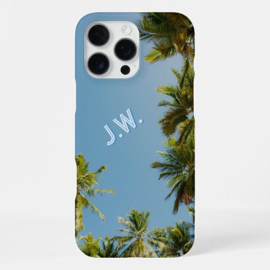 イニシャル入りトロピカルパーム柄 iPhoneケース (裏面)