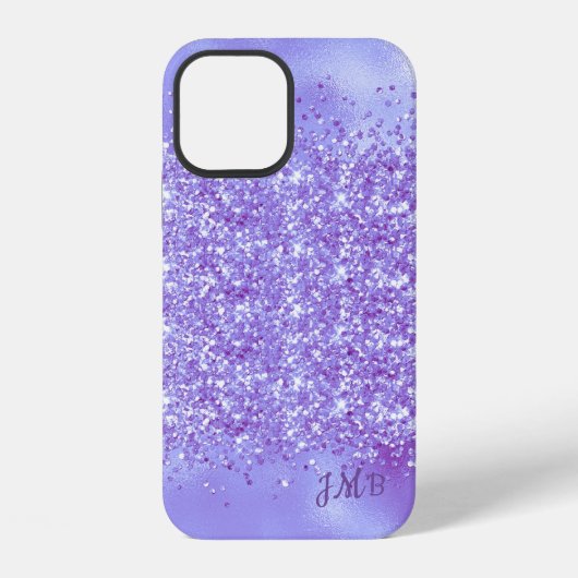 イニシャル入りパープルラメ iPhoneケース (裏面)