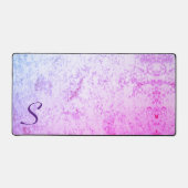 イニシャル入りピンクとパープルの大理石模様 デスクマット (正面)