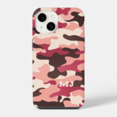 イニシャル入りピンクカモフラージュ iPhoneケース (裏面)