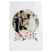 イニシャル入りフォト ウォーターカラー ピンク ローズ ギフトバッグ (裏面)