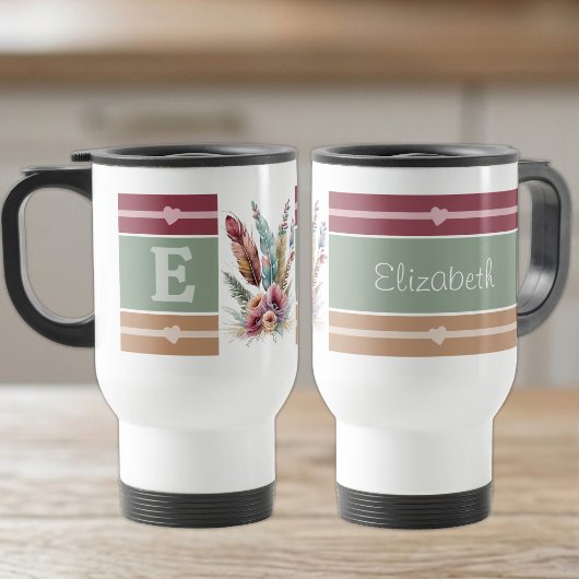 イニシャル入りフラワースタイル トラベルマグ
