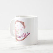 イニシャル入りフラワープリントマグカップ - C コーヒーマグカップ (正面左)