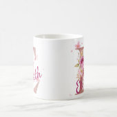 イニシャル入りフラワープリントマグカップ E コーヒーマグカップ (中央)
