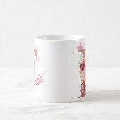 イニシャル入りフラワープリントマグカップ - F コーヒーマグカップ (中央)