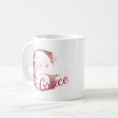 イニシャル入りフラワープリントマグカップ G コーヒーマグカップ (正面左)
