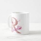 イニシャル入りフラワープリントマグカップ - R コーヒーマグカップ (正面左)