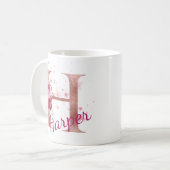 イニシャル入りフラワーマグカップ - H コーヒーマグカップ (正面左)