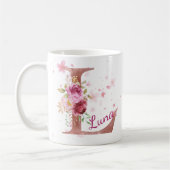 イニシャル入りフラワーマグカップ L コーヒーマグカップ (左)