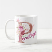 イニシャル入りフラワーマグカップ - P コーヒーマグカップ (左)