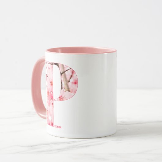 イニシャル入りフラワーモチーフマグカップ｜お名前や特徴をカスタマイズ マグカップ (正面左)
