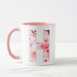 イニシャル入りフラワーモチーフマグカップ|お名前や特性入り マグカップ
