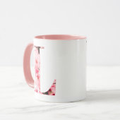 イニシャル入りフラワーモチーフマグカップ|お名前や特長をカスタマイズ マグカップ (正面左)