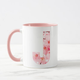 イニシャル入りフラワーモチーフマグカップ|お名前や特長をカスタマイズ マグカップ