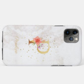 イニシャル入りフラワーモノグラム 名前入りP文字のカスタマイズ Case-Mate iPhoneケース (裏面(横))