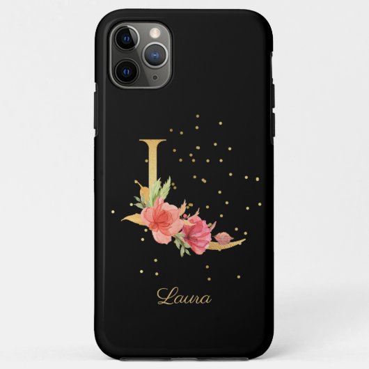 イニシャル入りフラワーモノグラム 名前 はじめの文字 L Case-Mate iPhoneケース (裏面)