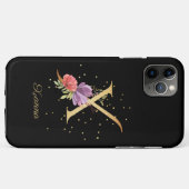 イニシャル入りフラワーモノグラム 名前+イニシャルX文字 Case-Mate iPhoneケース (裏面(横))